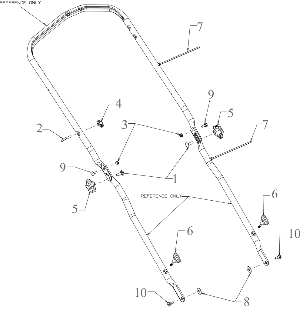 Handle Hardware Diagram and Parts List for SC500K (12AVP2KL710)(2023) Cub Cadet Lawn Mower